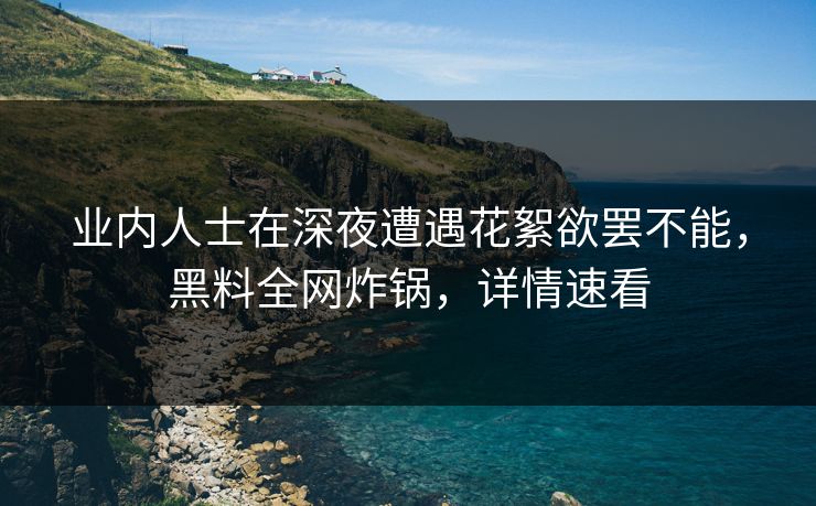业内人士在深夜遭遇花絮欲罢不能,黑料全网炸锅,详情速看 业内人士在深夜遭遇花絮欲罢不能,黑料全网炸锅,详情速看
