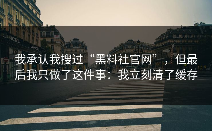 我承认我搜过“黑料社官网”,但最后我只做了这件事:我立刻清了缓存 我承认我搜过“黑料社官网”,但最后我只做了这件事:我立刻清了缓存